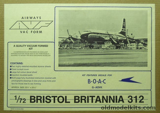 Airways Vac Form 1/72 Bristol Britannia 312 BOAC plastic model kit